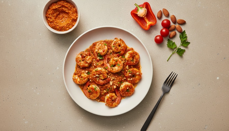 Shrimp with Romesco Sauce