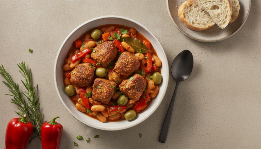 Spanish-Style Slow-Cooked Lamb Shoulder & Beans