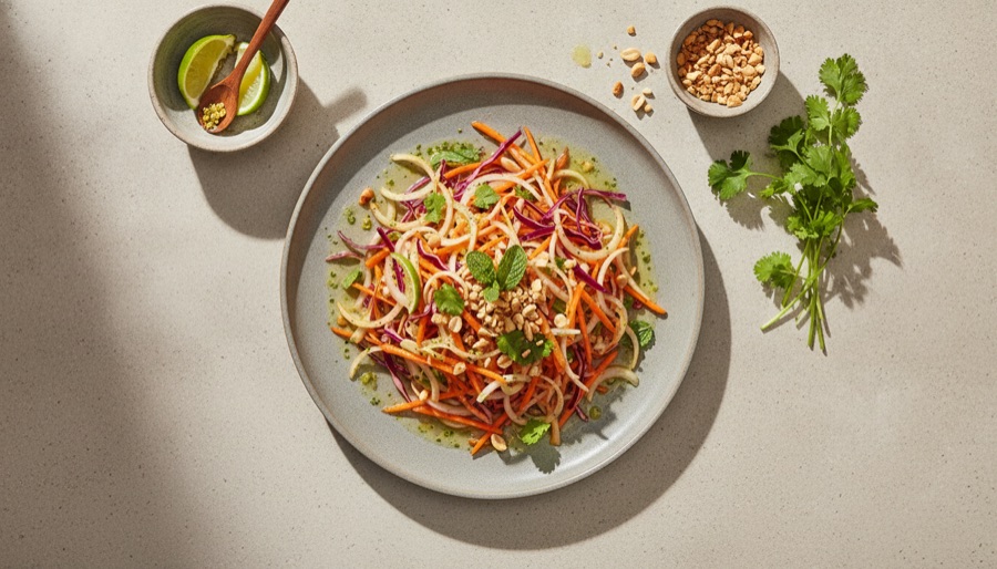 Tangy Carrot, Cabbage & Onion Salad