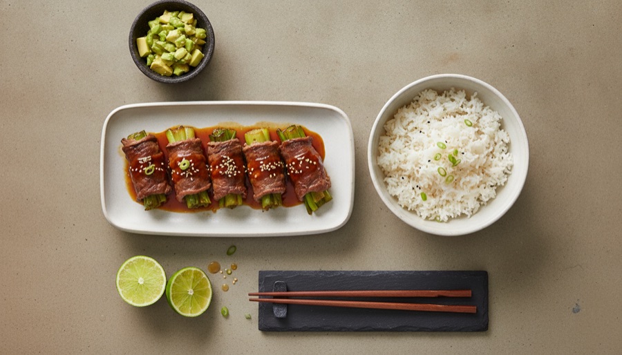 Beef Negimaki with Rice