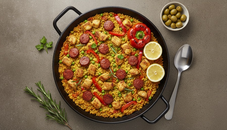 Paella with Chorizo and Chicken