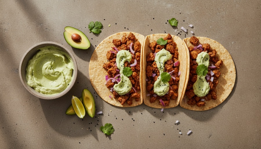 Tempeh Tacos with Avocado Crema
