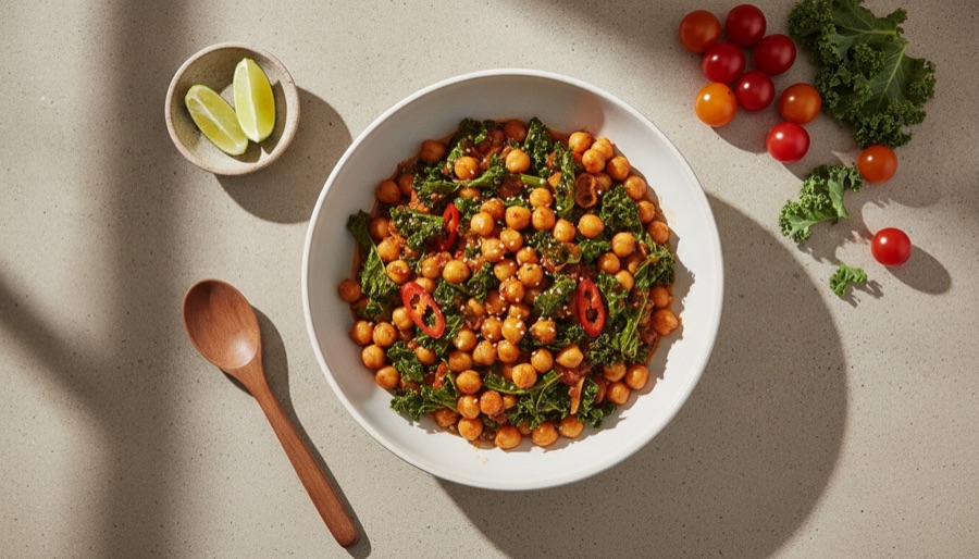 Spicy Chickpea and Kale Stir-fry