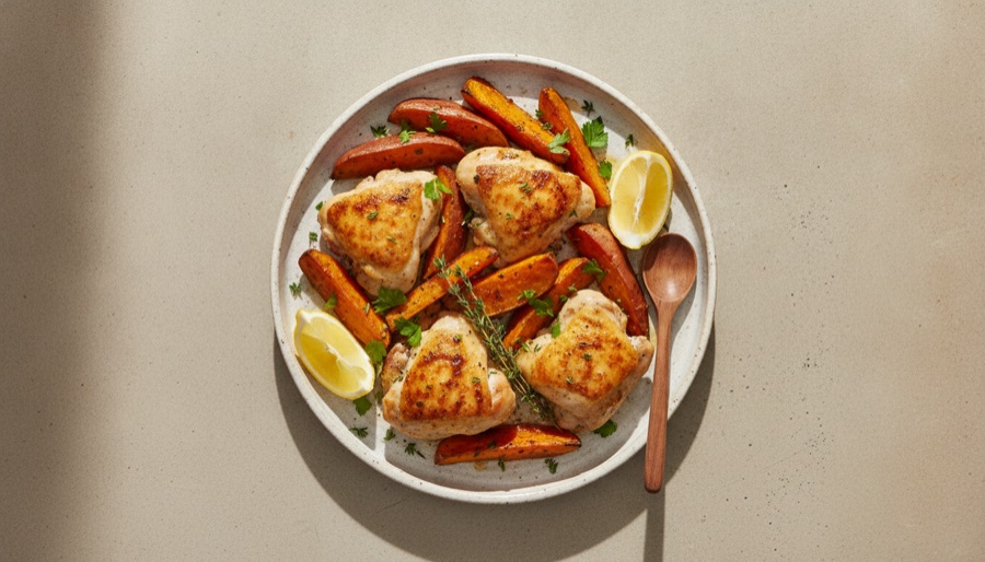 Sheet Pan Chicken and Sweet Potatoes