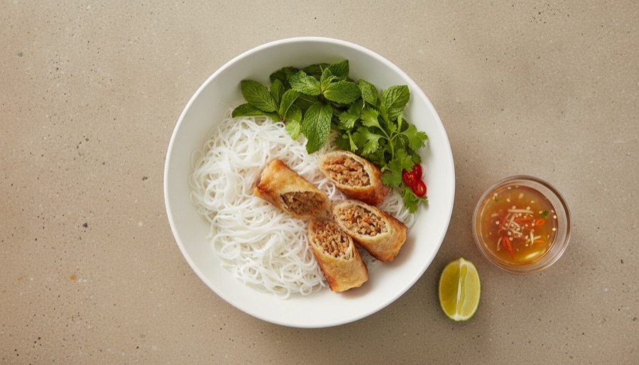 Bun Cha Gio (Vermicelli with Egg Rolls)
