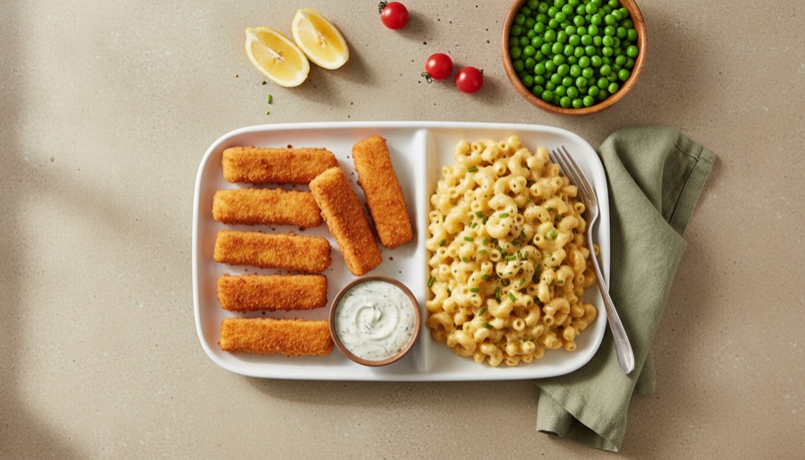 Fish Sticks with Macaroni and Cheese
