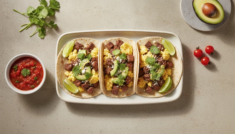 Steak and Egg Breakfast Tacos