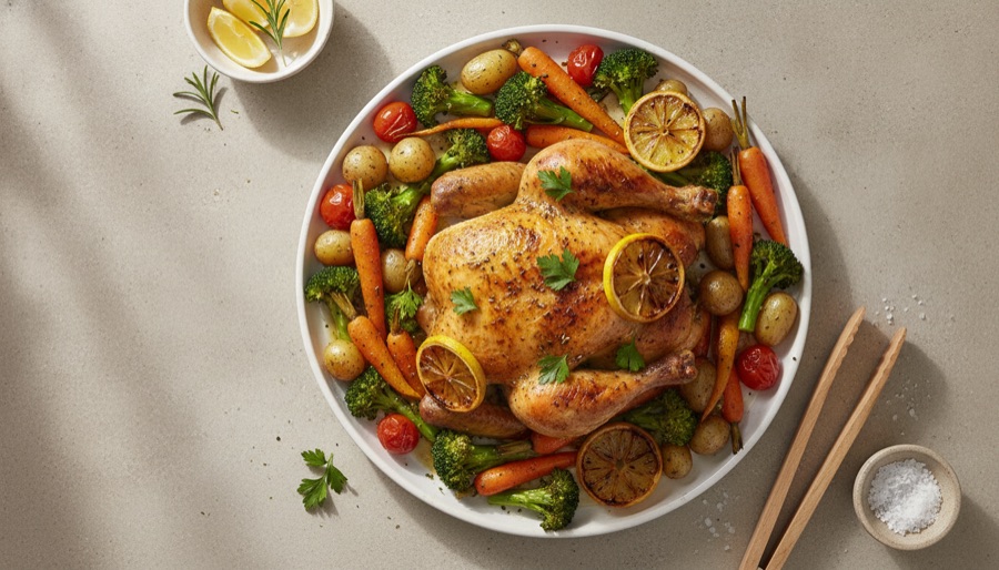 One-Pan Lemon Herb Roasted Chicken and Veggies
