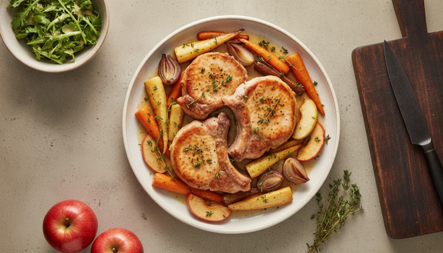 Sheet Pan Pork Chops and Apples