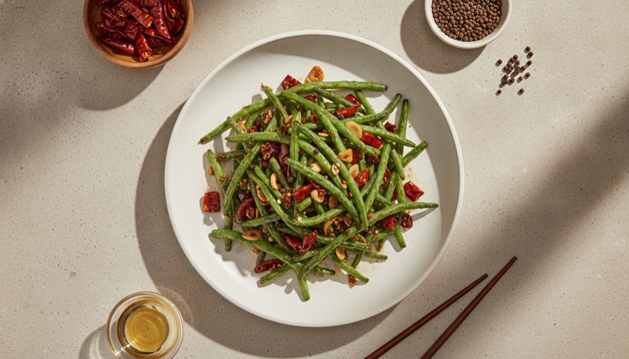 Sichuan Style Stir-Fried Chinese Long Beans