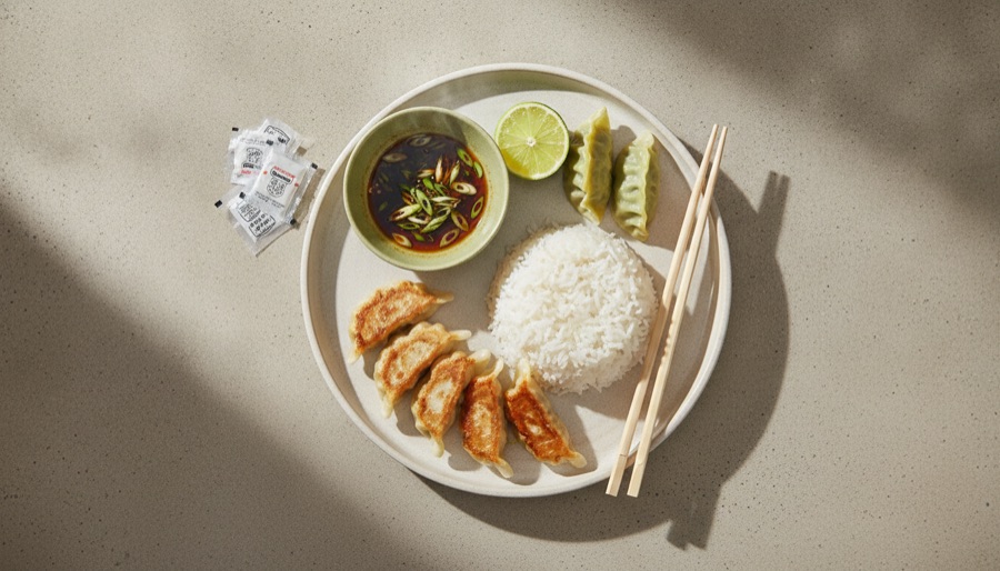 Gyoza and Rice Dinner