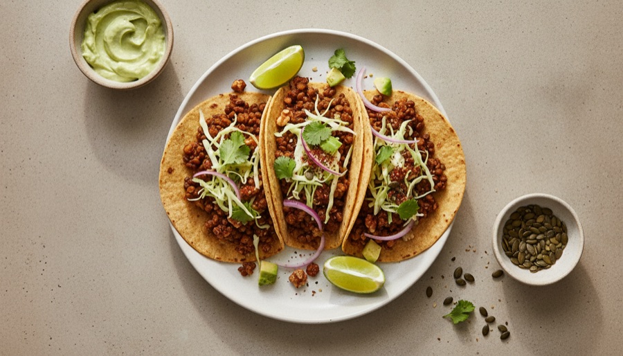 Lentil and Walnut Tacos